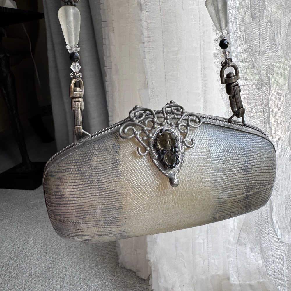 MAYA EVANGELISTA Vintage Rare Evening Bag with Beaded Strap